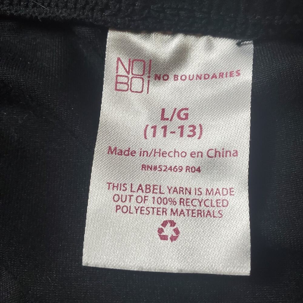 No Boundaries Shorts Women's Large 11-13 Black & White Easy Pull-Up Silver Rings - Picture 10 of 12